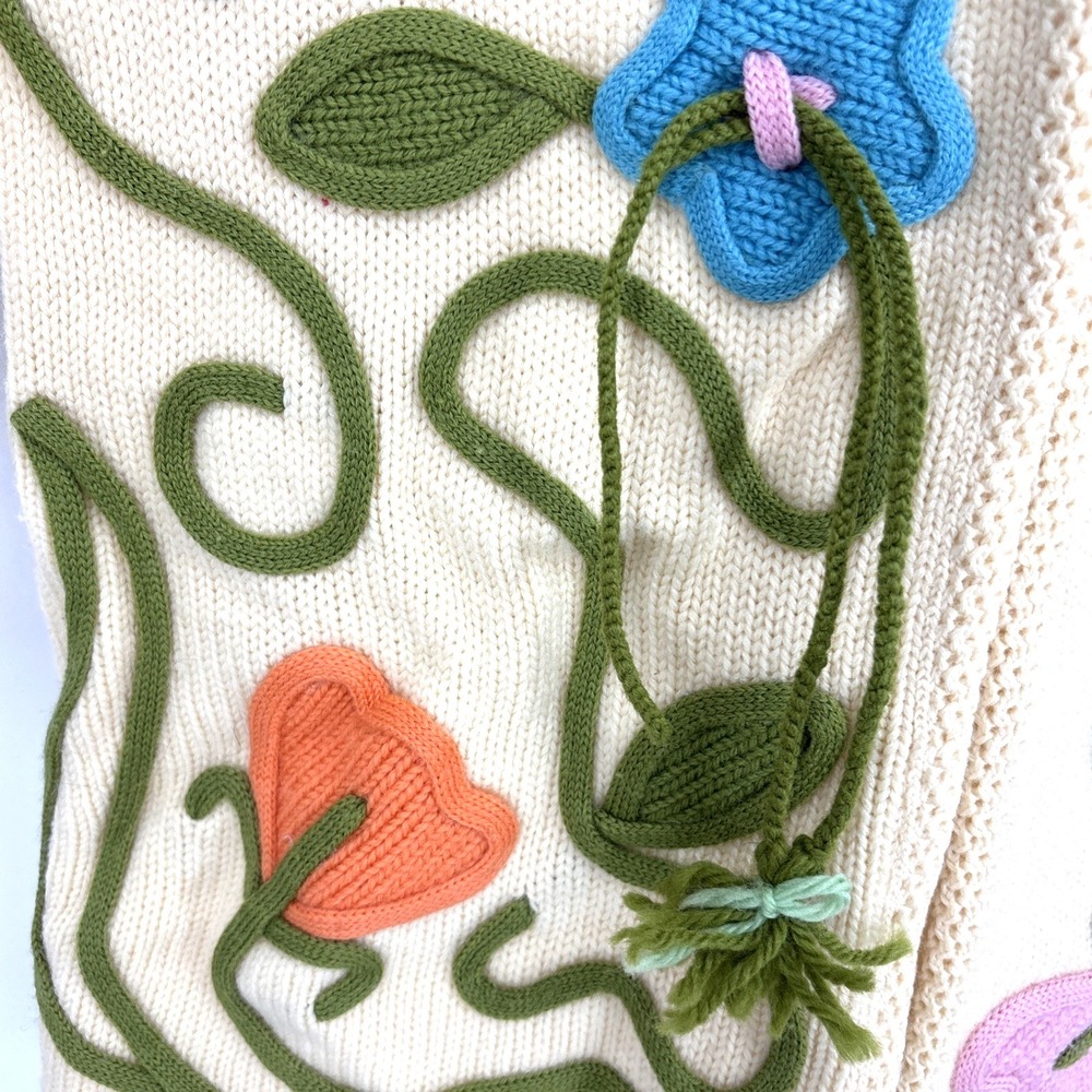 ETHEL OF BEVERLY‎ HILLS Vintage Tulip Floral Embellished Knit Cardigan Sweater - Picture 7 of 12